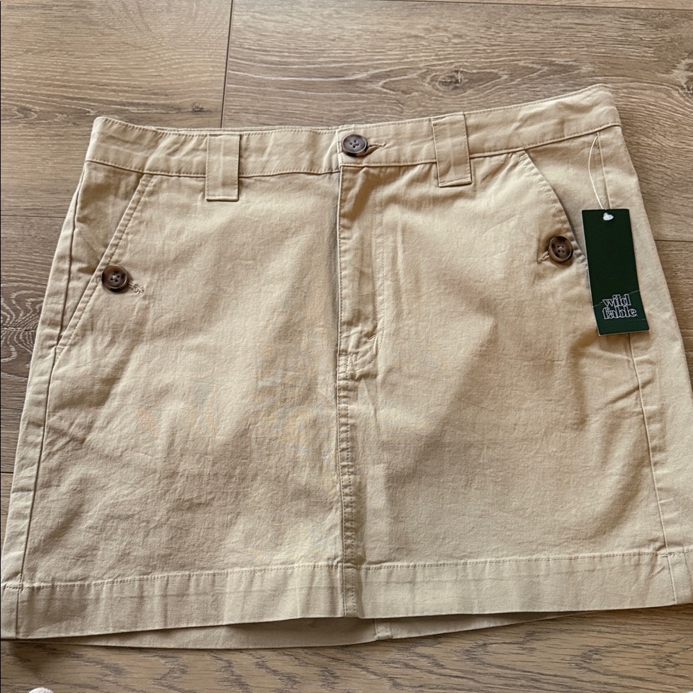 Wild Fable Tan Button-Accent Mini Skirt
